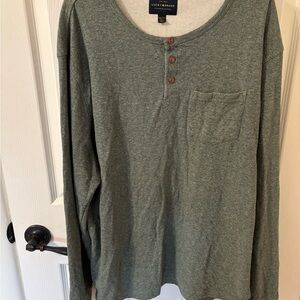 Mens XXL Lucky Brand Green Long Sleeve Henley Tee